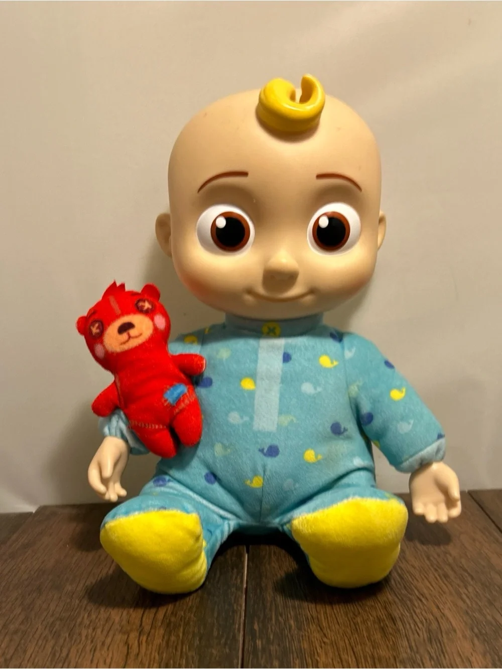 JJ Cocomelon Doll Bedtime Musical/Talking Plush Toy with Red Teddy Bear 2020